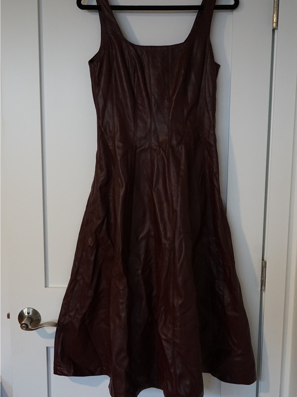 7 For All Mankind Brown Leather Midi Dress - Picture 2 of 7
